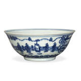 A LARGE MING-STYLE BLUE AND WHITE `SCHOLARS' BOWL - фото 1