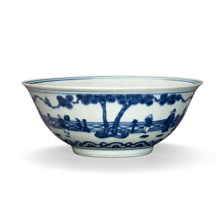 A LARGE MING-STYLE BLUE AND WHITE `SCHOLARS' BOWL - photo 4
