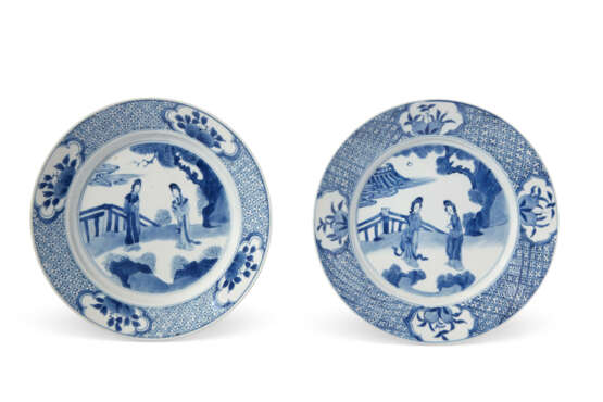 TWO BLUE AND WHITE `LADIES' DISHES - photo 1