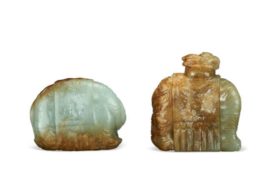 TWO JADE CARVINGS OF ELEPHANTS - Foto 2