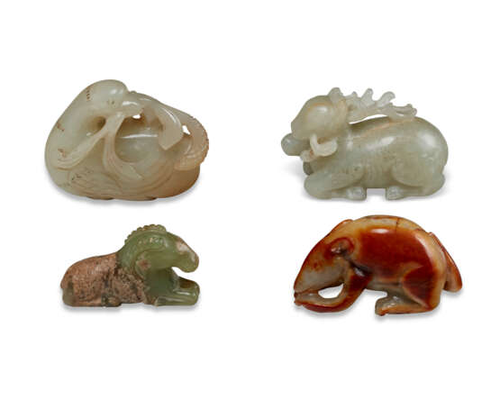 FOUR JADE CARVINGS OF ANIMALS - photo 1