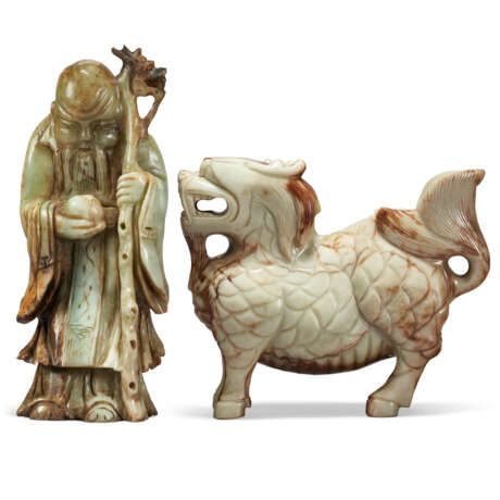 A JADE CARVING OF SHOULAO AND A JADE CARVING OF QILIN - Foto 2