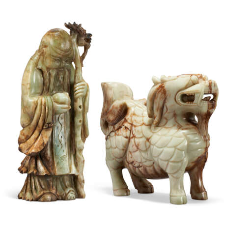 A JADE CARVING OF SHOULAO AND A JADE CARVING OF QILIN - photo 4