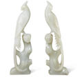 A PAIR OF GREENISH-WHITE JADE CARVINGS OF BIRDS - Auktionsarchiv