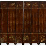 A CHINESE TWELVE-PANEL BROWN AND POLYCHROME COROMANDEL LACQUER SCREEN - фото 2