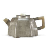 AN INSCRIBED PEWTER YIXING TEAPOT AND COVER - photo 1