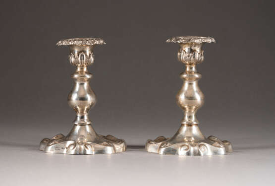 A PAIR OF SILVER CANDESTICKS Russian, St. Petersburg, Ca - photo 1