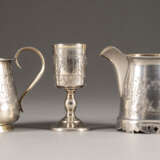 TWO SILVER CREAM JUGS AND A VODKA BEAKER Russian, Moscow - photo 1
