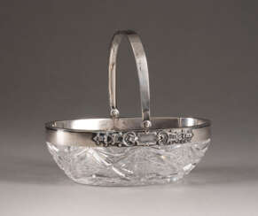A SILVER-MOUNTED CUT-GLASS BOWL WITH HANDLE Russian, Mos