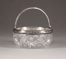 A SILVER-MOUNTED CUT GLASS BOWL Russian, Moscow, 1908-19