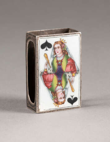 A SILVER, NIELLO AND PLEIN ENAMEL MATCH CASE WITH PLAYIN - photo 1