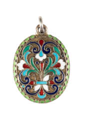 A SILVER-GILT AND CLOISONNÉ ENAMEL MEDALLION Russian, St