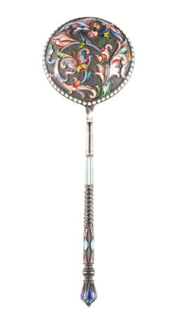 A LARGE SILVER-GILT AND CLOISONNÉ ENAMEL SPOON Russian, - фото 1