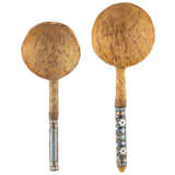 TWO BIRCHWOOD AND CLOISONNÉ ENAMEL SPOONS Russian, St. P - photo 1