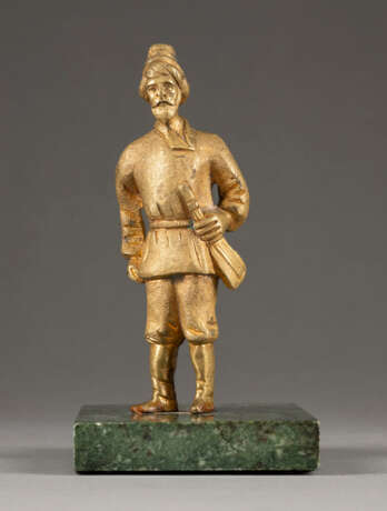 A BRONZE FIGURE OF A MAN IN FOLK COSTUME Probably Russia - фото 1