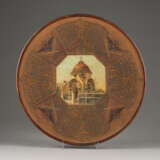 A WOODEN CARVED PLATE WITH ARCHITECTURAL VIEW Soviet Uni - photo 1