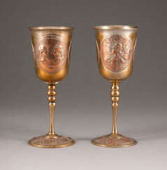 A PAIR OF GOBLETS WITH PORTRAITS OF THE ROMANOV FAMILY R