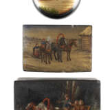 THREE PAPIERMACHÉ AND LACQUER BOXES SHOWING TROIKA SCENE - photo 1