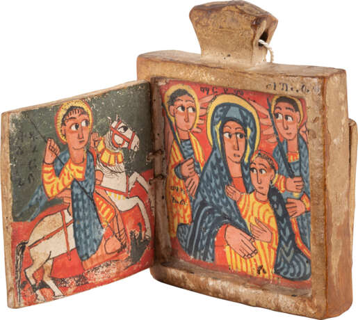 A COPTIC DIPTYCH SHOWING THE MOTHER OF GOD, ST. GEORGE K - Foto 2