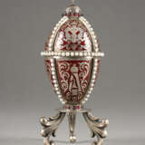 A LARGE SILVER AND ENAMEL EGG 2nd half 20th century The - Foto 1