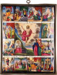 A VERY LARGE AND VERY RARE ENAMEL ICON (FINIFT) SHOWING