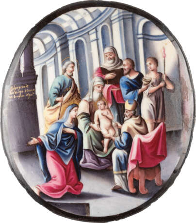 A LARGE AND RARE ENAMEL ICON (FINIFT) SHOWING THE CIRCUM - Foto 1