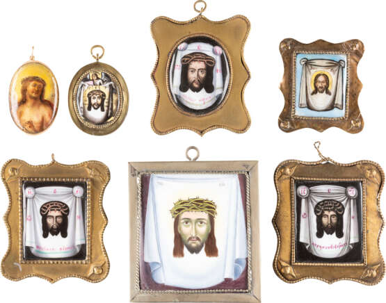 A GROUP OF SEVEN ENAMEL ICONS (FINIFTI) SHOWING THE MAND - photo 1