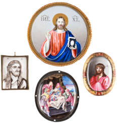 A GROUP OF FOUR ENAMEL ICONS (FINIFTI) SHOWING CHRIST PA