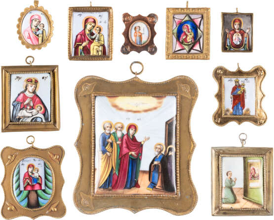 A COLLECTION OF TEN ENAMEL ICONS (FINIFTI) SHOWING IMAGE - photo 1