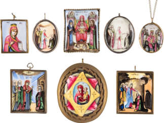 A COLLECTION OF EIGHT ENAMEL ICONS (FINIFTI) SHOWING IMA