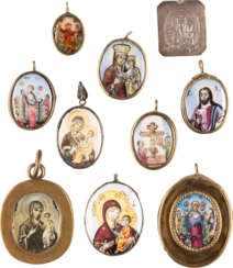 A COLLECTION OF TEN ENAMEL ICON PENDANTS (FINIFTI) SHOWI