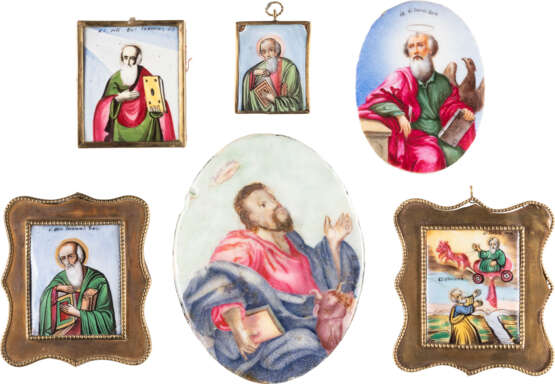 A COLLECTION OF SIX ENAMEL ICONS (FINIFTI) SHOWING EVANG - photo 1