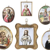 A COLLECTION OF SIX ENAMEL ICONS (FINIFTI) SHOWING SAINT - Foto 1