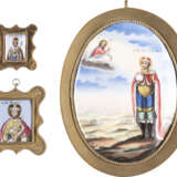 THREE ENAMEL ICONS (FINIFTI) SHOWING ST. ALEXANDER NEVSK - фото 1