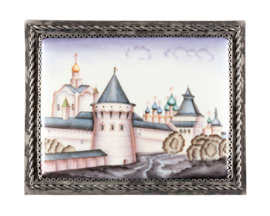 AN ENAMEL PLAQUE SHOWING AN ARCHITECTURAL VIEW Russian, - Foto 1