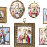 A GROUP OF SEVEN ENAMEL ICONS (FINIFTI) SHOWING ST. NICH - Foto 1