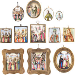 A COLLECTION OF TWELVE ENAMEL ICONS (FINIFTI) SHOWING SE