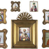 A COLLECTION OF SEVEN ENAMEL ICONS (FINIFTI) SHOWING ST. - фото 1