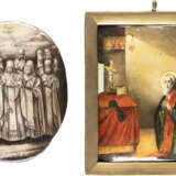 TWO LARGE ENAMEL ICONS (FINIFTI) SHOWING THE SAINTS OF R - photo 1