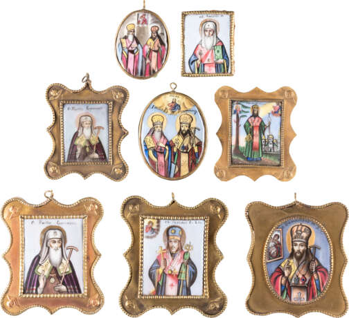 A COLLECTION OF EIGHT ENAMEL ICONS (FINIFTI) SHOWING BIS - Foto 1