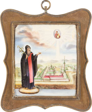A LARGE ENAMEL ICON SHOWING A FOUNDER OF A MONASTERY Rus - Foto 1