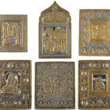 SIX BRASS ICONS SHOWING THE IMAGES OF THE MOTHER OF GOD - Foto 1