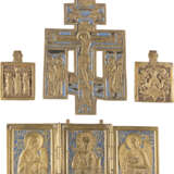 A CRUCIFIX, A TRIPTYCH AND TWO BRASS ICONS Russian, 17th - фото 1