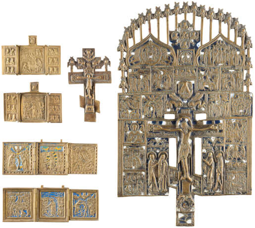 TWO CRUCIFIXES AND FOUR TRIPTYCHS Russian, 18th-19th cen - Foto 1