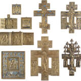 THREE BRASS ICONS, TWO TRIPTYCHS AND FOUR CRUCIFIXES Rus - фото 1