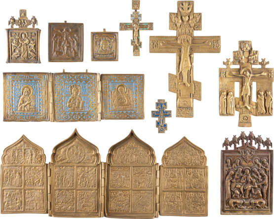 FOUR CRUCIFIXES, TETRAPTYCH, TRIPTYCH AND FOUR BRASS ICO - фото 1