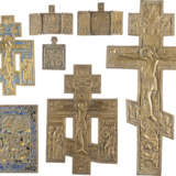 THREE CRUCIFIXES AND FOUR BRASS ICONS SHOWING THE PROPHE - photo 1