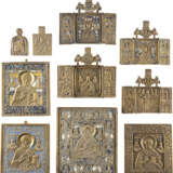 TEN BRASS ICONS SHOWING THE IMAGES OF ST. NICHOLAS OF MY - photo 1