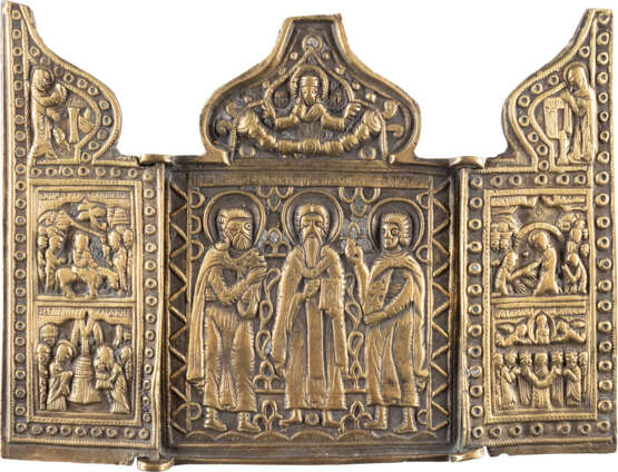 SEVEN BRASS ICONS AND THREE TRIPTYCHS SHOWING SELECTED S - фото 2