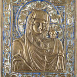 A LARGE AND ENAMEL BRASS ICON SHOWING THE MOTHER OF GOD - photo 1